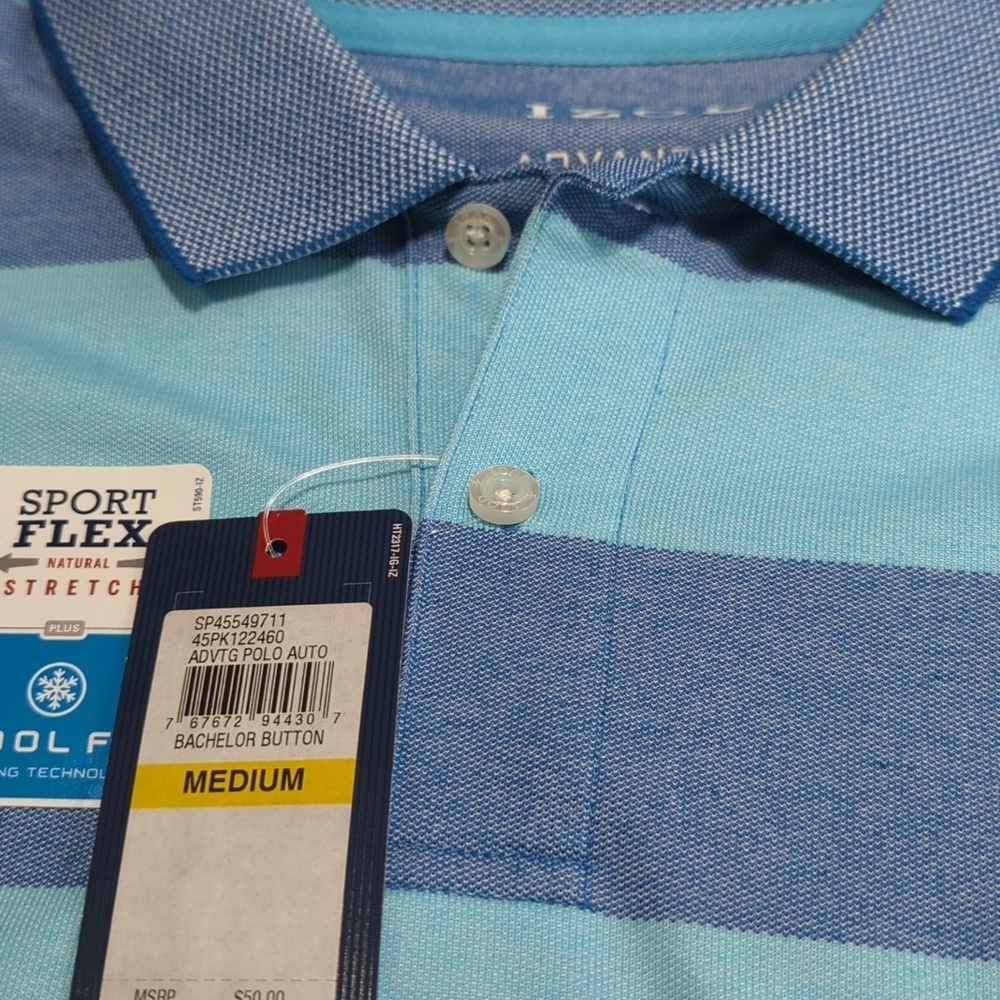 Izod Light Blue and Blue Striped Polo M New With Tags!! - Picture 11 of 12